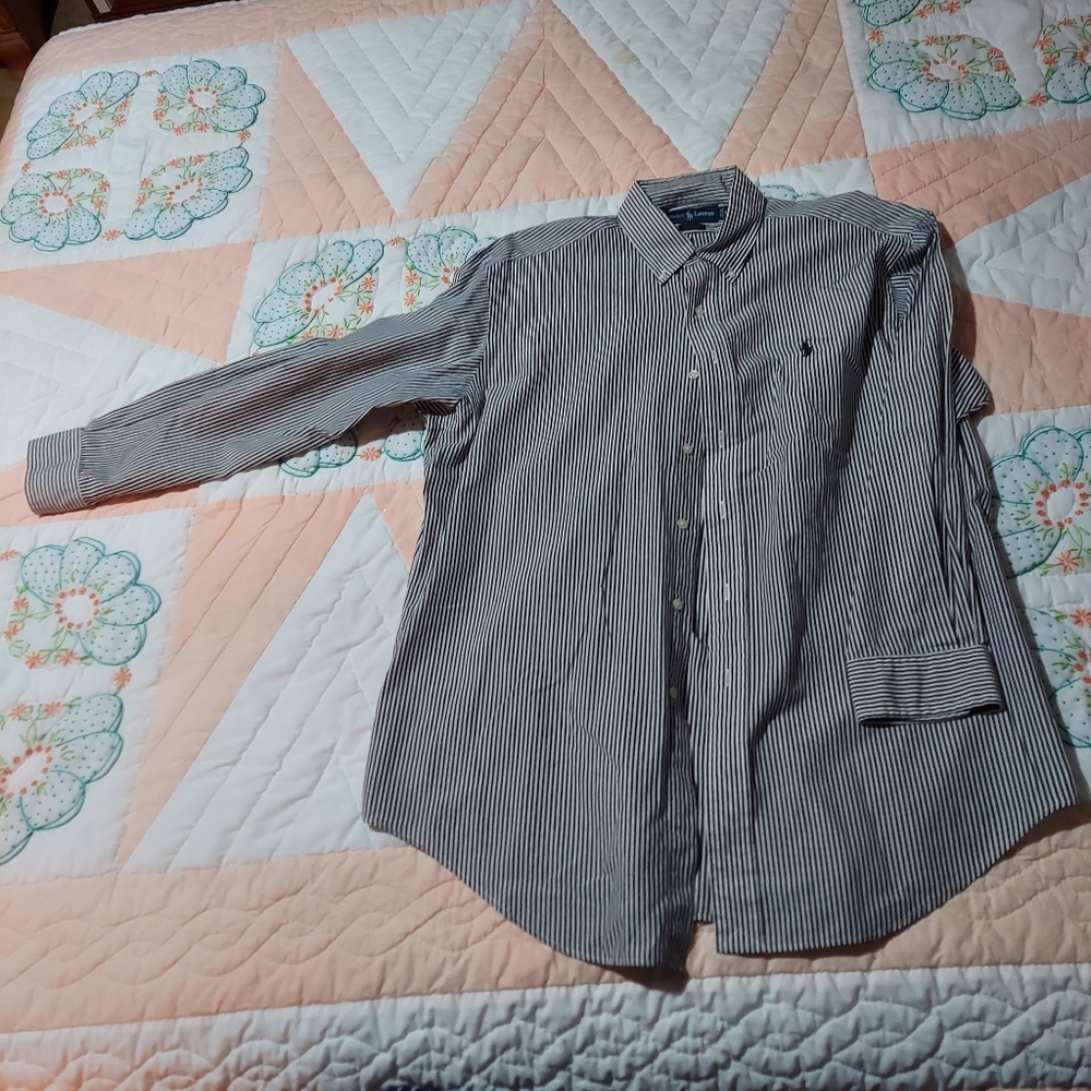 Ralph Lauren Blue Label Shirt Mens Large Striped Button Down Pocket - Picture 6 of 6